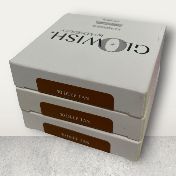 Huda Beauty GloWish Luminous Pressed Powder 10 DEEP TAN Full Size New -LOT OF 3 - Picture 3 of 3